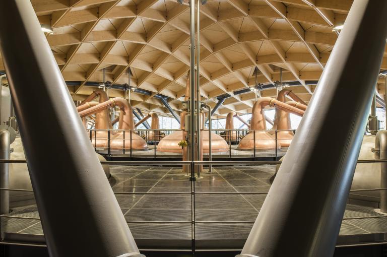 The beautiful interior of the Macallan distillery and visitor experience.