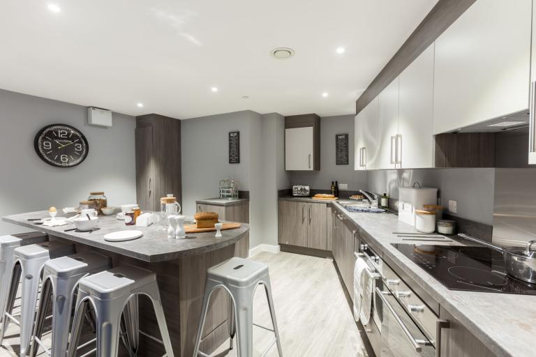 Kitchen of new student accommodation for Fusion Students in the centre of Nottingham, Nova Apartments