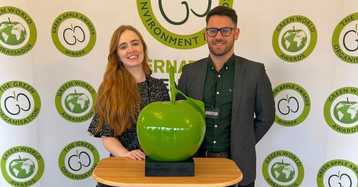 Robertson Group employees at the awards ceremony. L-R = Group Supply Chain Sustainability Coordinator Abbie McKinnon with Senior Sustainability Advisor Gavin Allan
