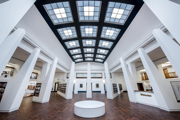 The interior of Bolton Central Library.