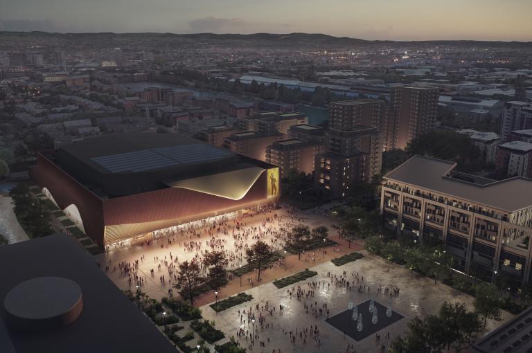 Cardiff Arena aerial view artists impression