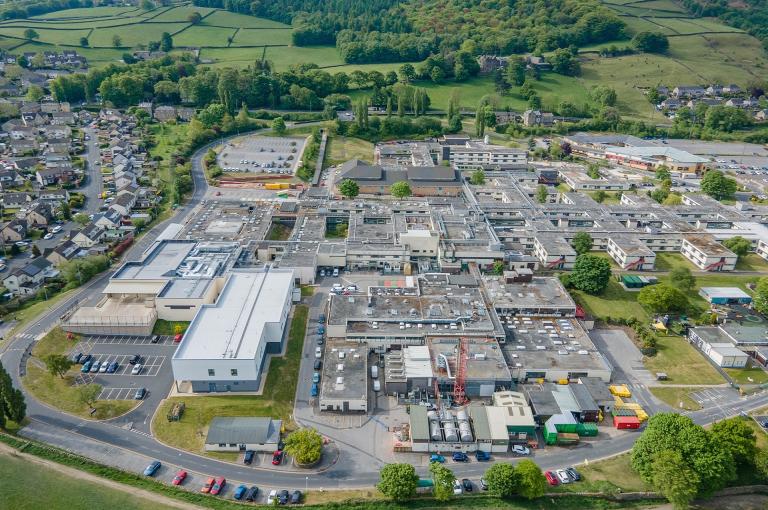 Aerial image over Airedale Hospital Keighley near Bradford