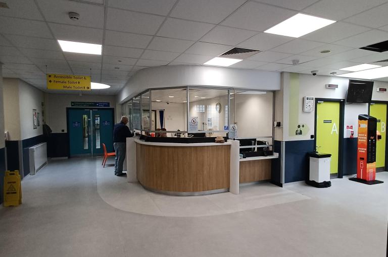 Reception area at new ward 