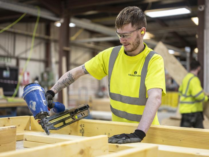 Employee at our timber engineering factory