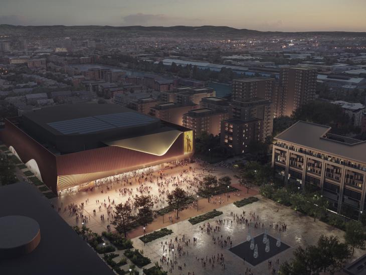 Cardiff Arena aerial view artists impression