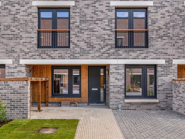 External view of affordable housing in multi brick finish