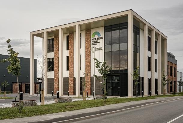 Main entrance of the Net Zero Industry Innovation Centre.