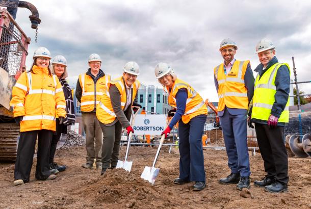 People at the groundbreaking of a new endoscopy unit