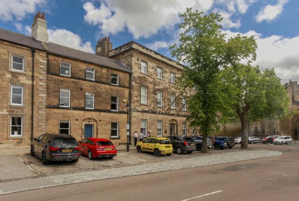 External view of historic refurbished Bailiffgate Boutique Hotel, Northumberland