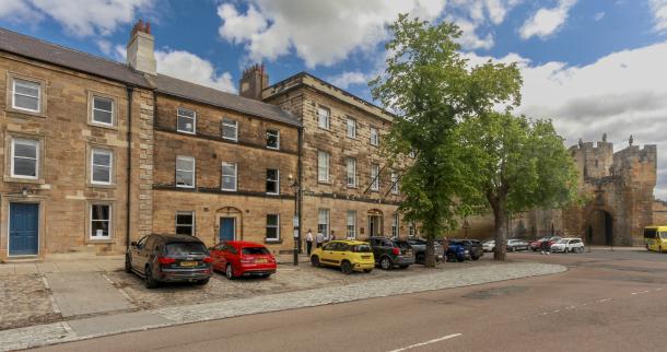 External view of historic refurbished Bailiffgate Boutique Hotel, Northumberland
