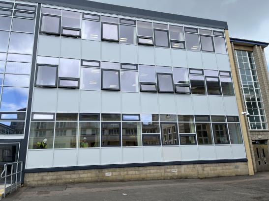 Image of Perth Academy's completed curtain walling 