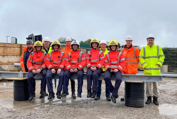 Whitefield Fire Station beam signing, hosted by Robertson Construction North West