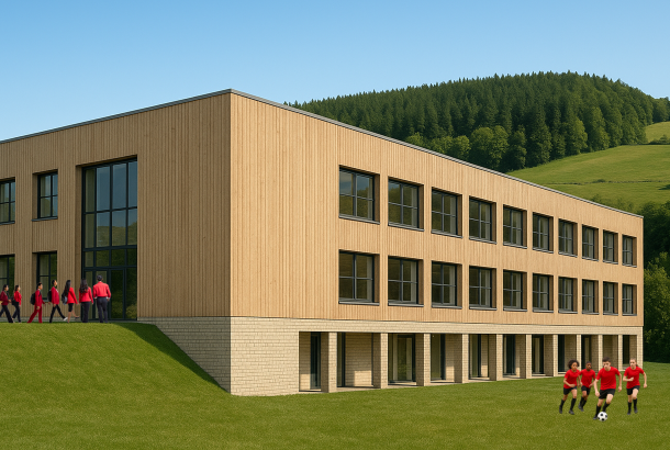 Artist impression of Bingley Grammar School's new teaching block, produced by Watson Batty Architects.
