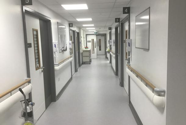 A hospital ward corridor