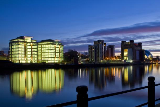 External night time looking across the Tyne to Gateshead