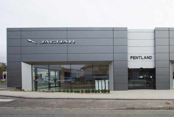 Robertson construction jaguar landrover showroom exterior