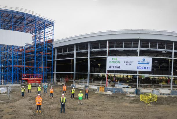 Construction site in progress with workers visible