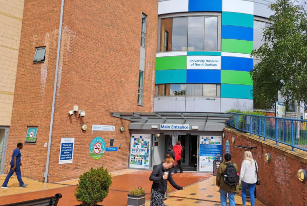 Exterior of hospital showing entrance