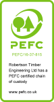 Logo of PEFC - Robertson Timber Engineering Ltd has a certified chain of custody