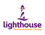 purple lighthouse logo with 'The Construction Charity' in orange underneath