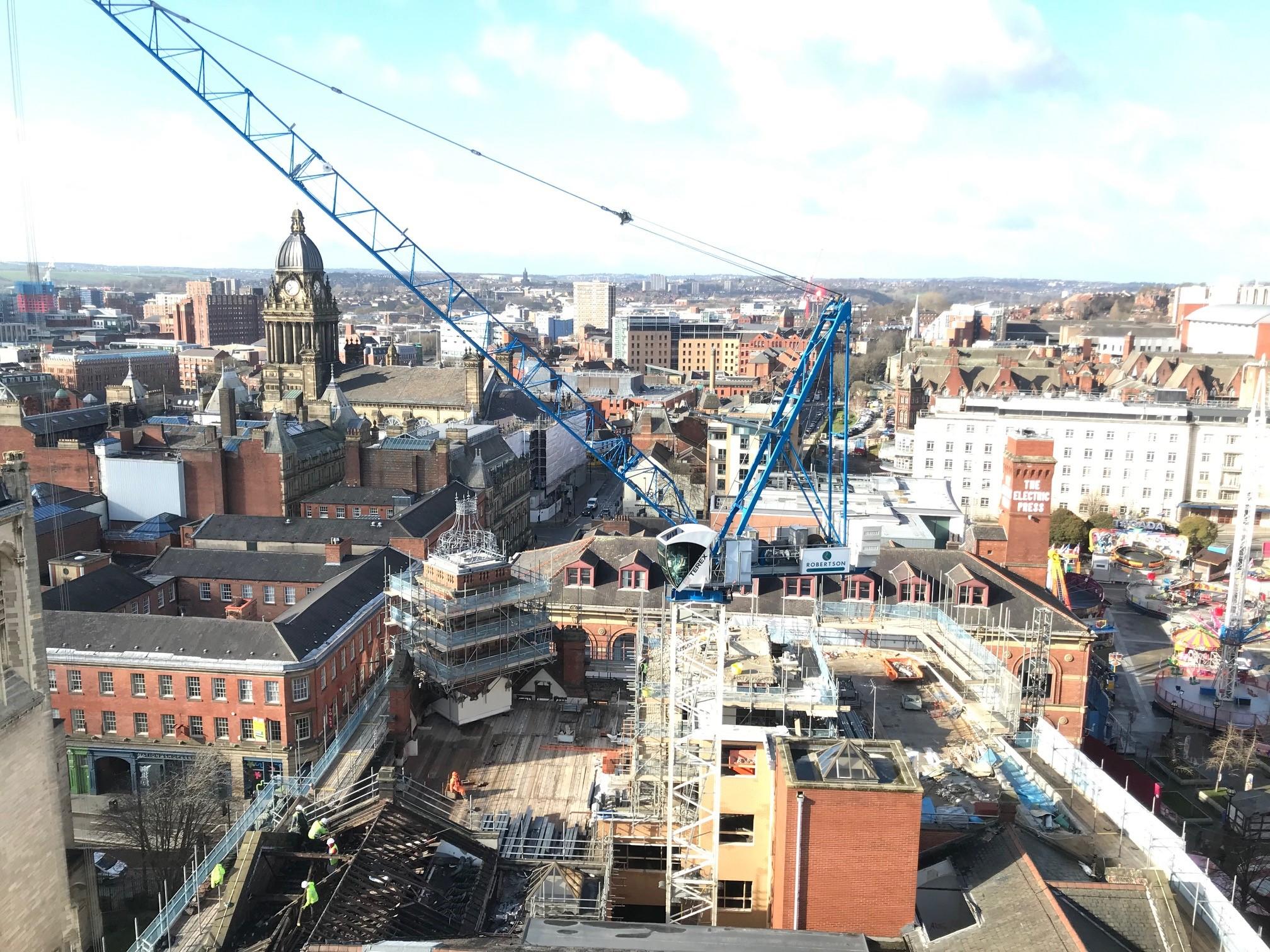 Aerial view of a construction project in Leeds in progress