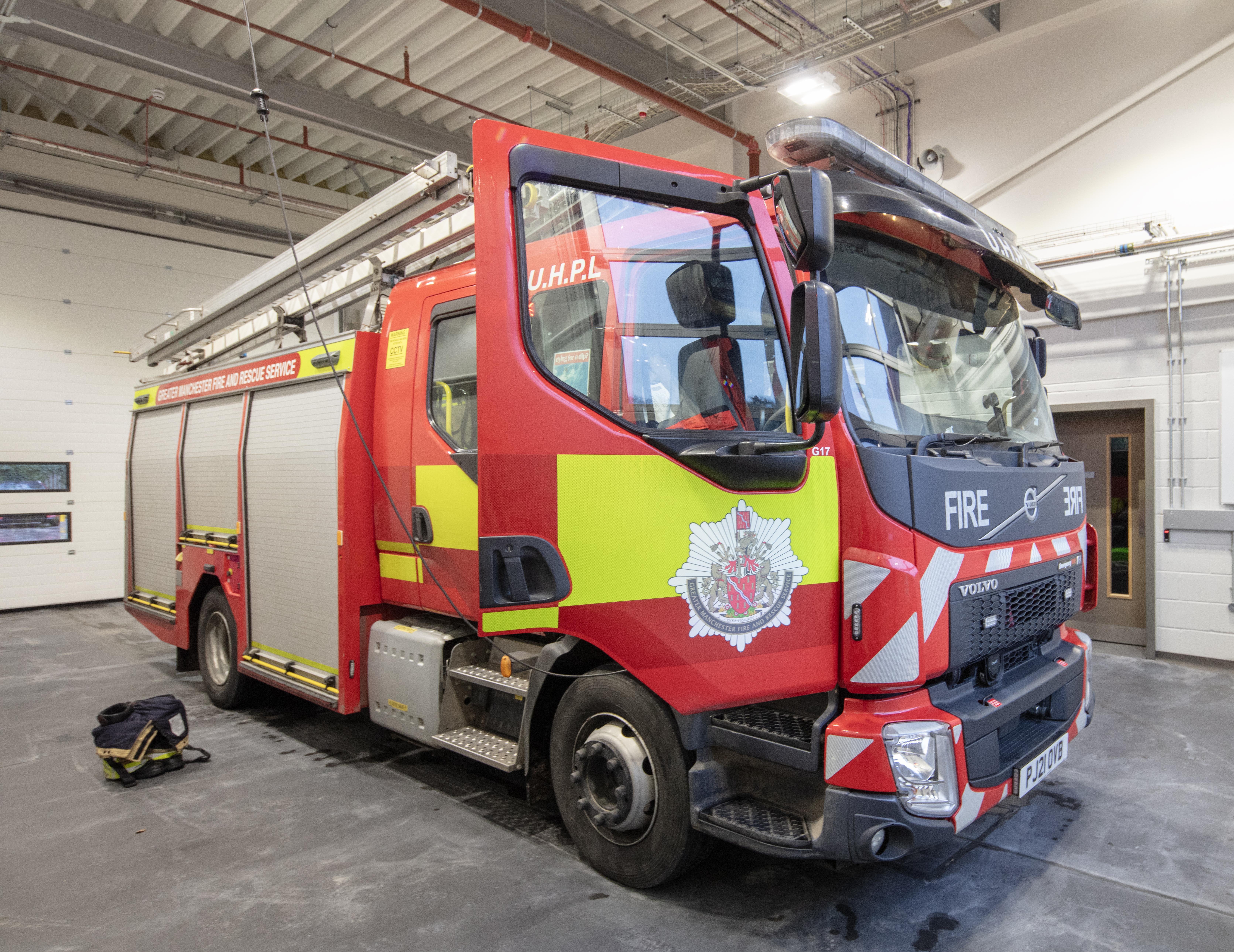 Blackley Fire Station, interior, fire truck for Greater Manchester Fire & Rescue Service