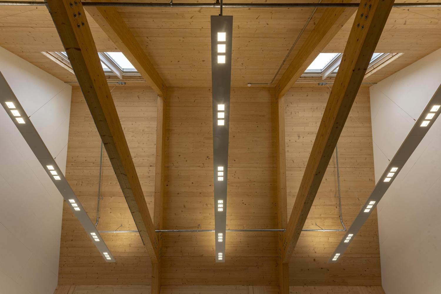 Mass timber construction with glulam beams and CLT wall