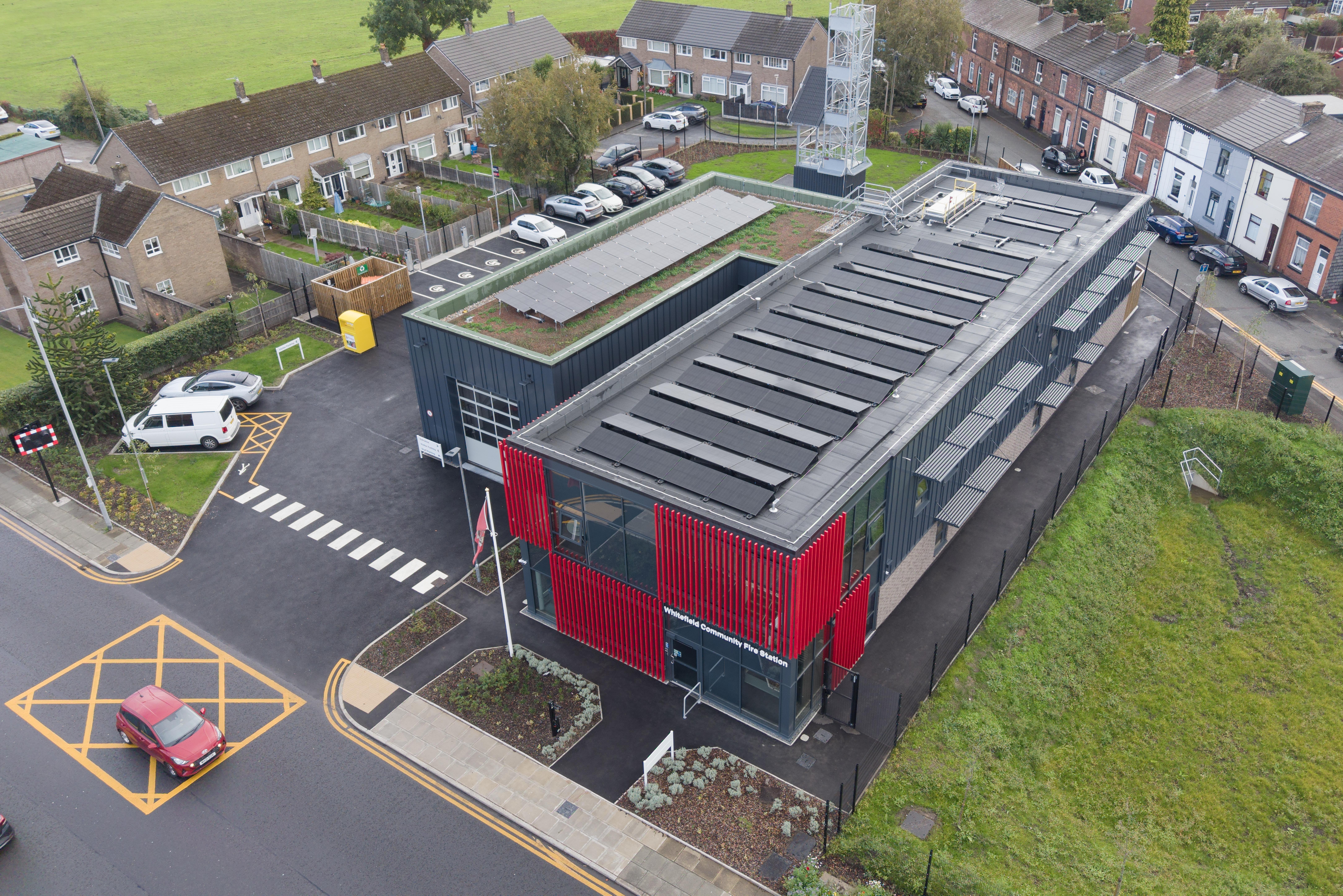 Fire station exterior from the air