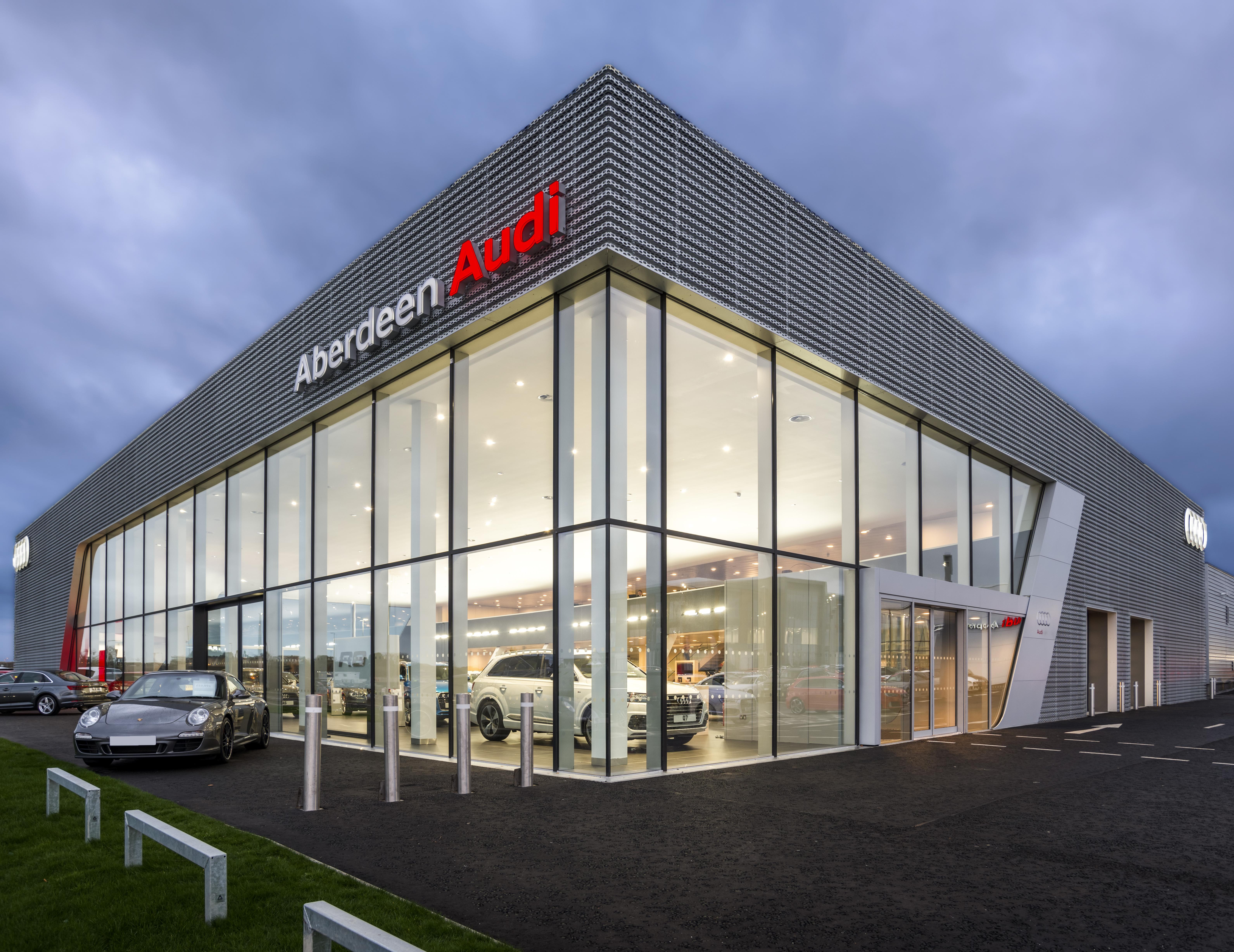 Audi Aberdeen dealership exterior night