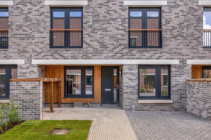 External view of affordable housing in multi brick finish