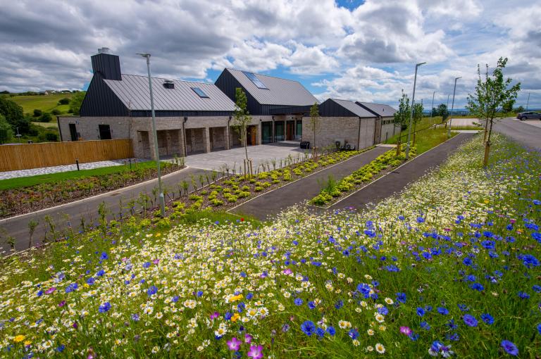 Floral field at Bierley Crematorium