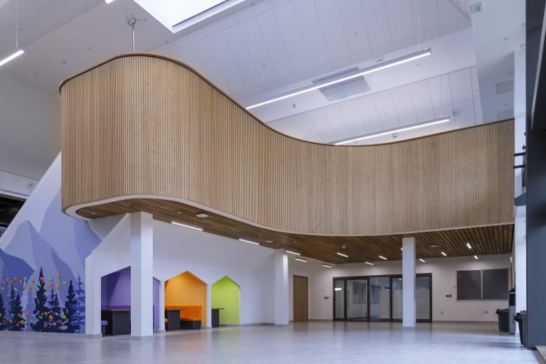 Interior hall of Chryston Community Hub delivered by Robertson Construction Central West for North Lanarkshire Council and NHS Lanarkshire