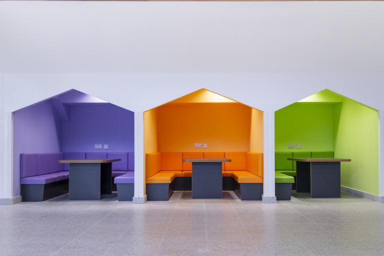 Chryston community hub colourful booth seating