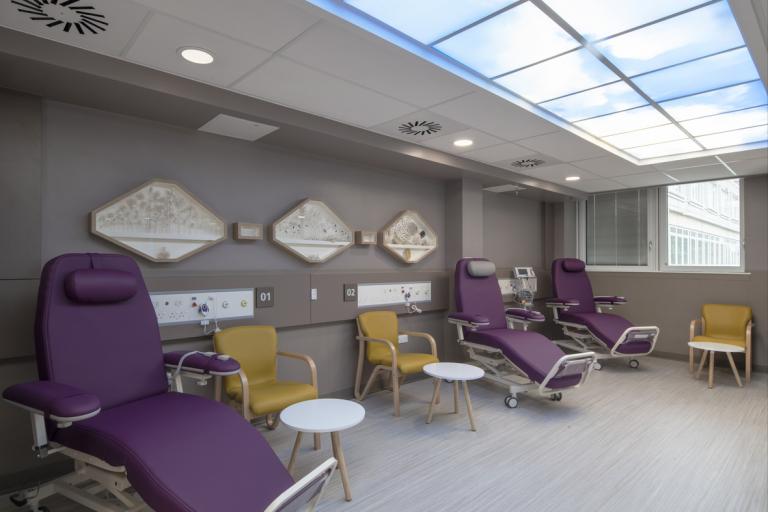 Haematology treatment area with skylight windows