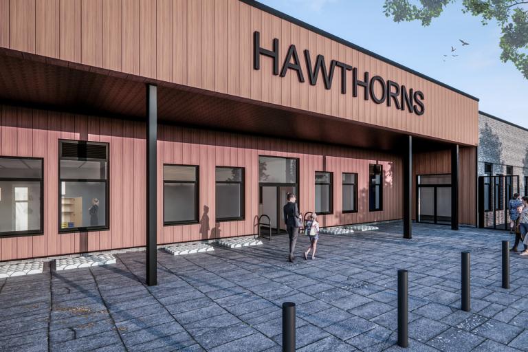 Artist impression of the new Hawthorns Primary School's front entrance (2)