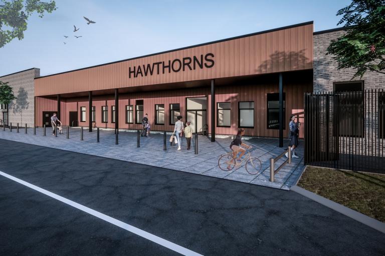 Artist impression of the new Hawthorns Primary School's front entrance