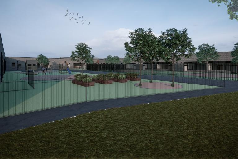 Artist impression of the new Hawthorns Primary School's playground 
