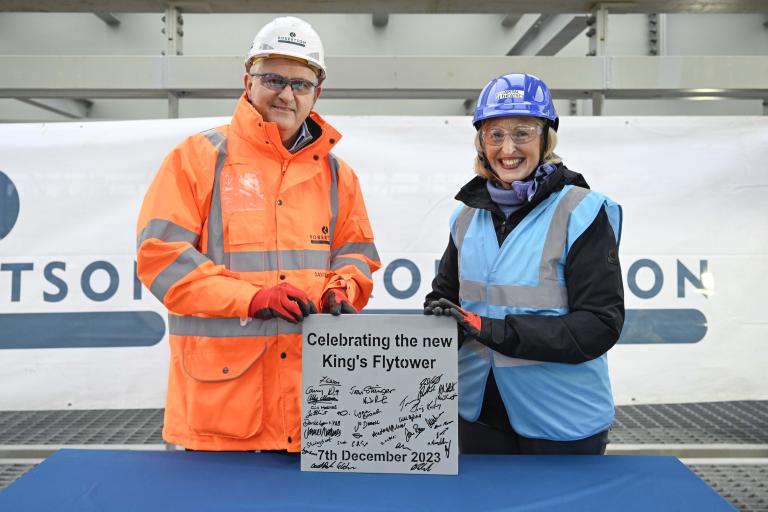 Steel signing event at Edinburgh King's Theatre, where Robertson Construction Central East are delivering a transformation of the Edwardian building for Capital Theatres