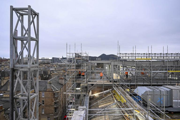 Steel signing event at Edinburgh King's Theatre, where Robertson Construction Central East are delivering a transformation of the Edwardian building for Capital Theatres. Guests were treated to panoramic views of the city centre and Arthur's Seat.