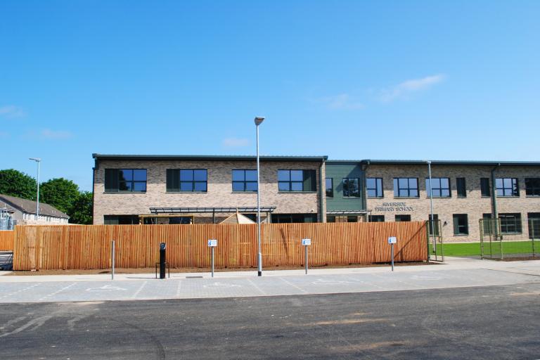 External view of energy efficient Passivhaus school in Perth, Scotland