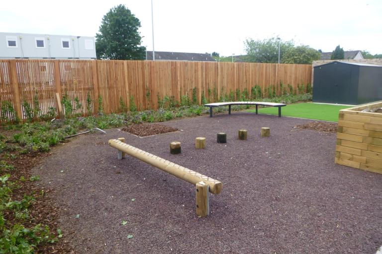 Outdoor play at energy efficient Passivhaus school in Perth, Scotland