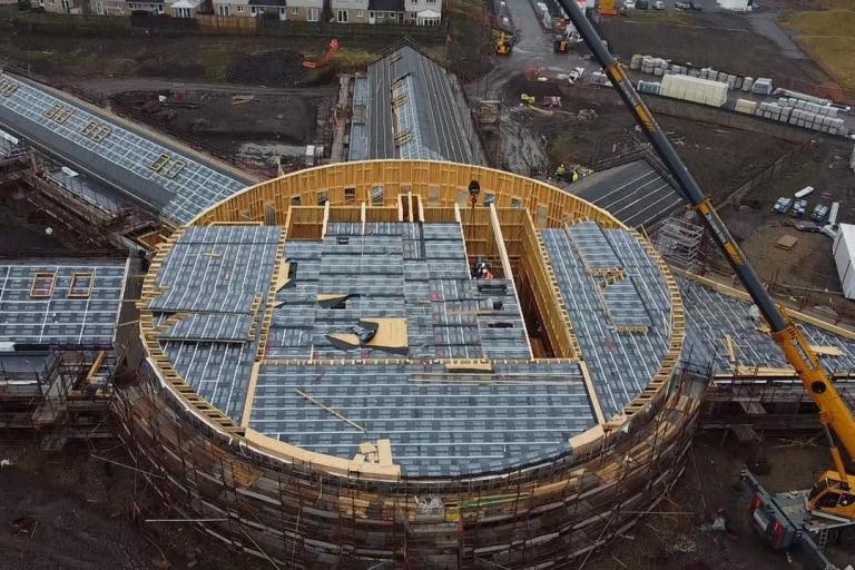 Moorpark Primary School progress picture showcasing the timber frame Robertson Timber Engineering supplied and erected