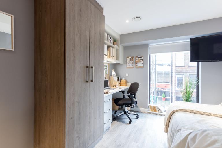 Bedroom of new student accommodation for Fusion Students in the centre of Nottingham, Nova Apartments