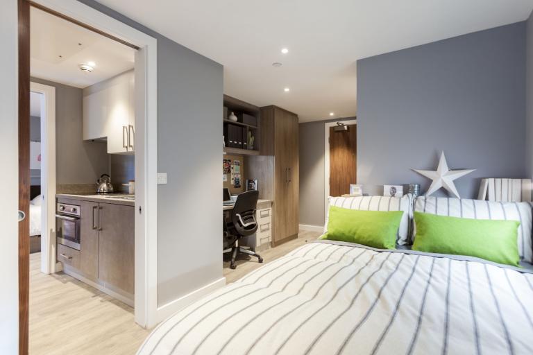 Bedroom of new student accommodation for Fusion Students in the centre of Nottingham, Nova Apartments