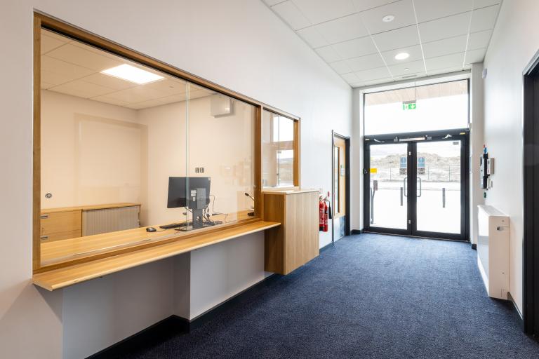 Reception area at the new Hawthorns Primary School, delivered by Robertson Construction North West for Tameside Council