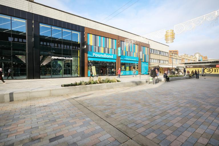 Merseyway Shopping Centre refurbishment, pedestrian area, Stockport