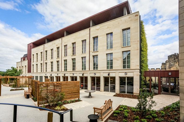 Courtyard of historic refurbished Bailiffgate Boutique Hotel, Northumberland