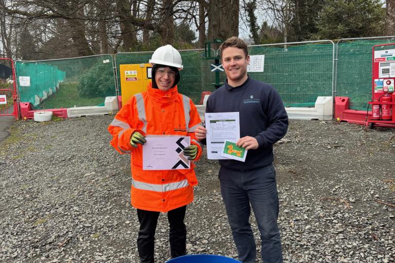 Young person completing work experience on a construction site