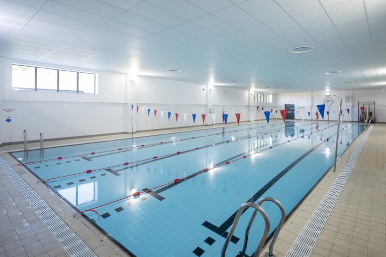 Refurbished swimming pool at Prestwick Leisure Club, delivered by Robertson Construction