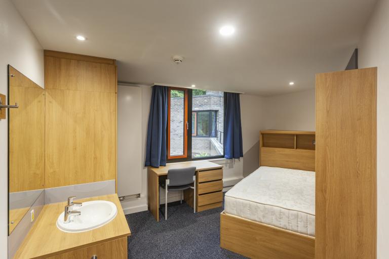 Refurbished bedrooms at Trevelyan College, delivered by Robertson